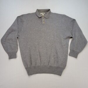 ILEVRIERI Sweater Mens Large Gray 100% Merino Wool Made In Italy Collared